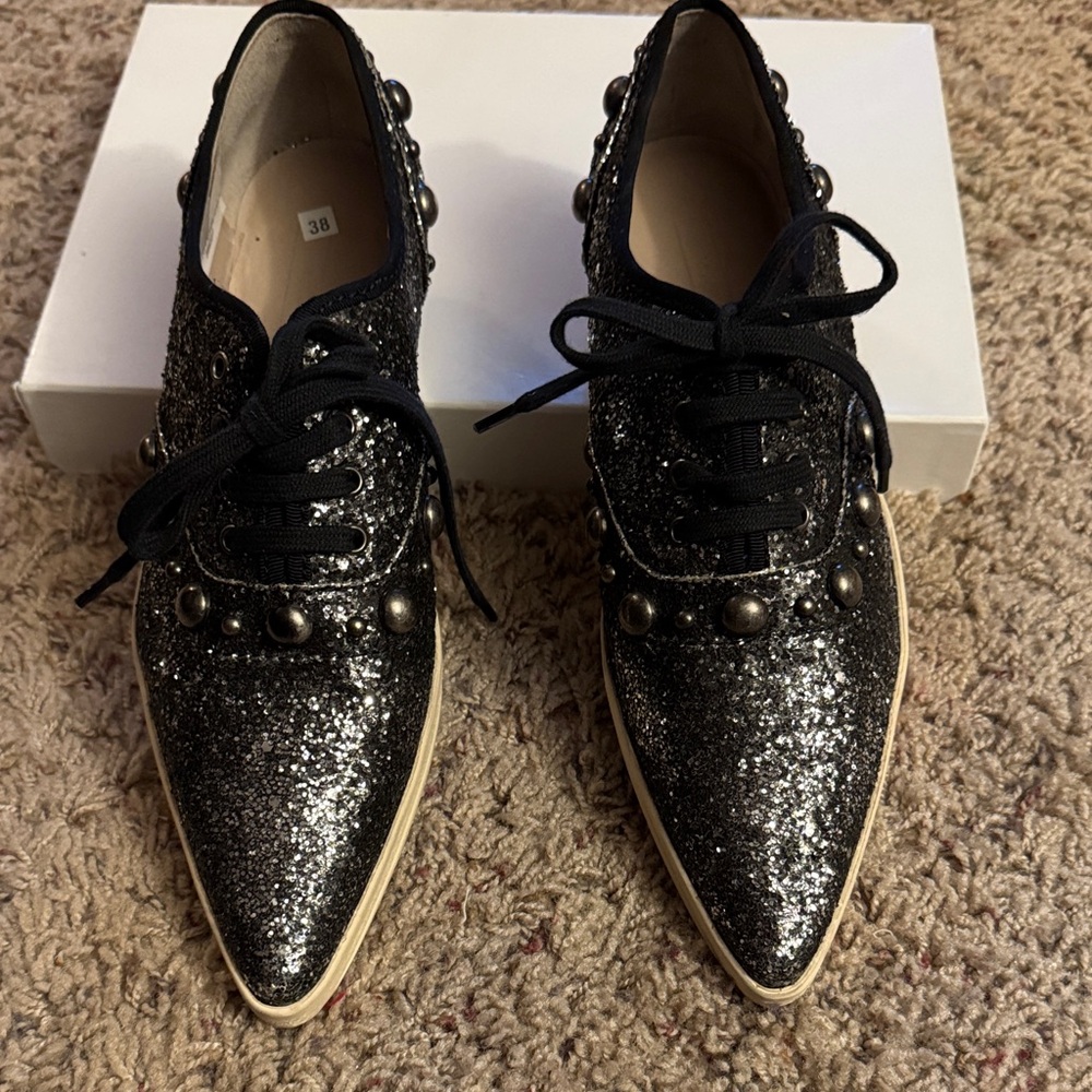 Black Glitter Women's Shoes with decorative hardware - Marc Jacobs.